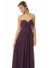 A-line Sweetheart Neck Purple Pleated Chiffon Bridesmaid Dress 